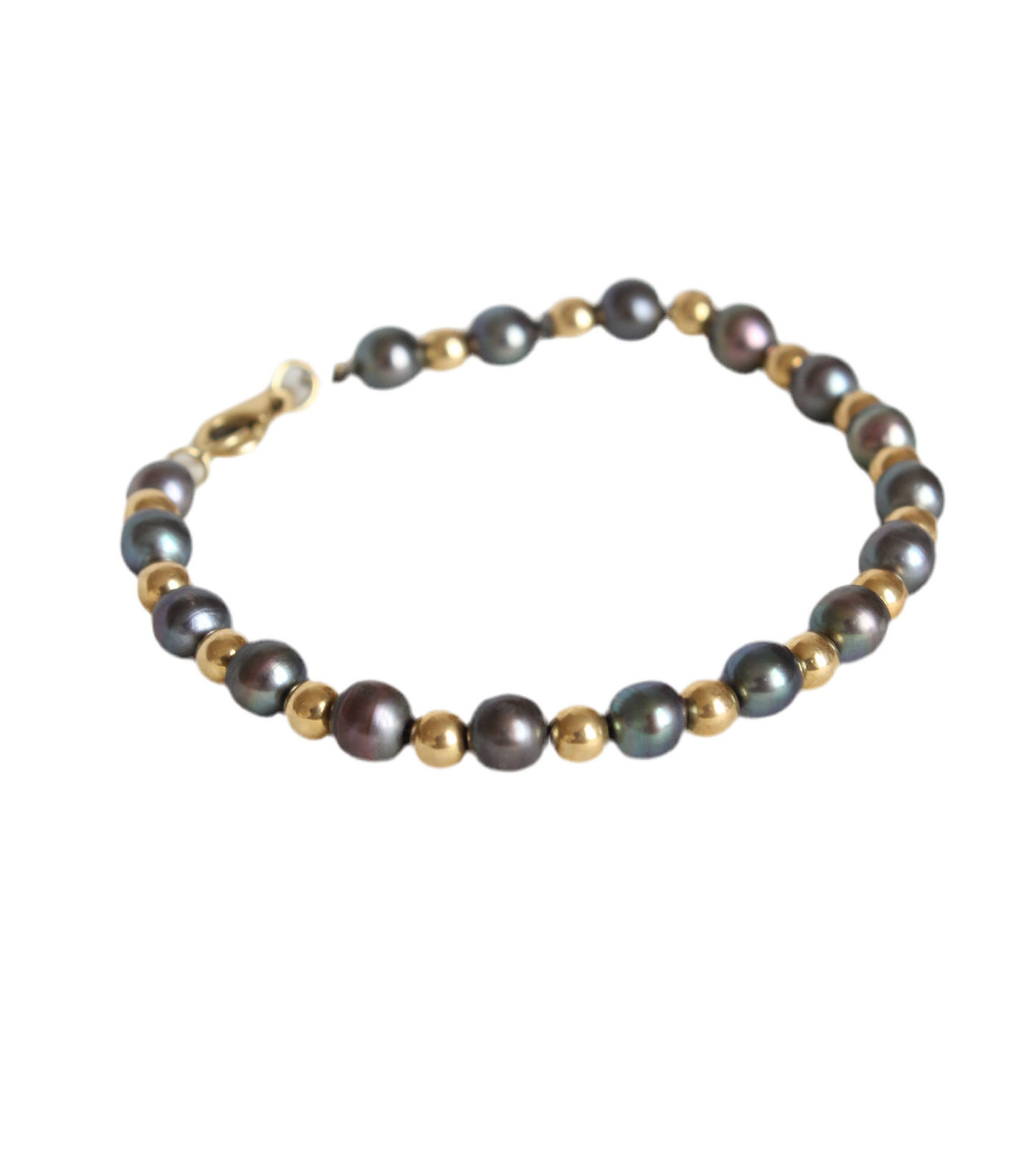 18k Gold & Tahitian Pearl Bracelet from the 70s