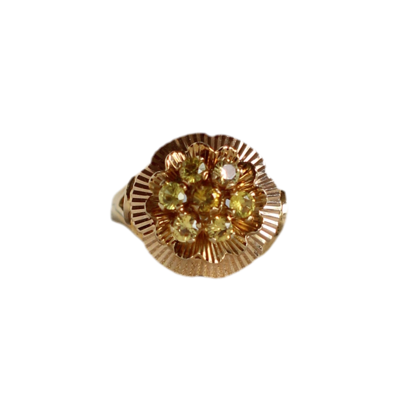 Vintage 1960s 18k Gold Citrines Flower Ring