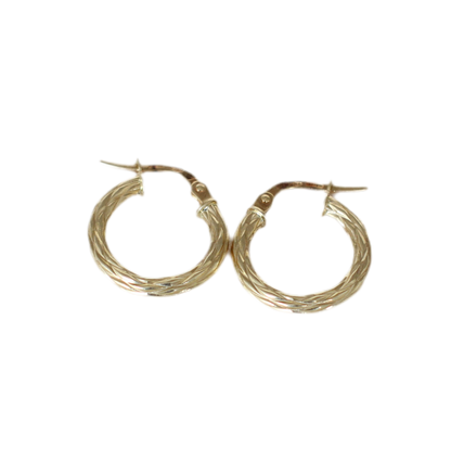 Vintage 1980s 18K Yellow Gold Braided Hoop Earrings