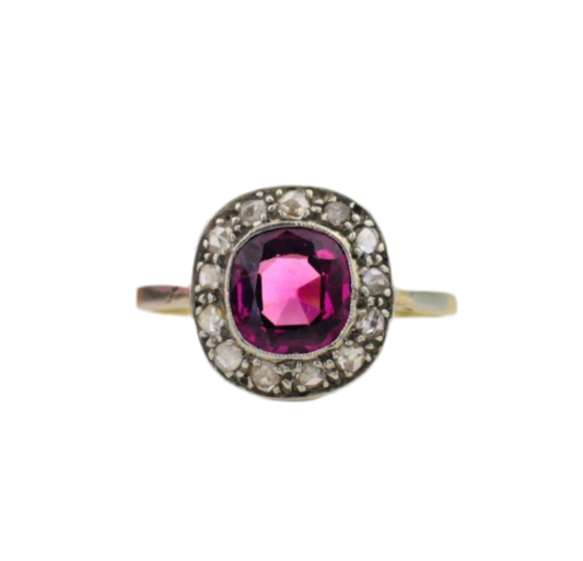 Exceptional ±2 Carats Pink Garnet Pompadour Ring in 18 Carats Gold