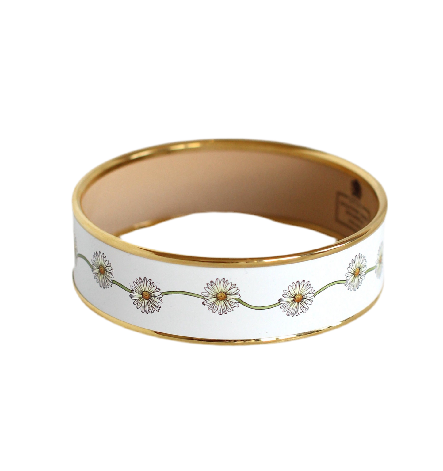 Vintage British "Halcyon Days" 18k Gold-Plated and Enamel Bangle Bracelet