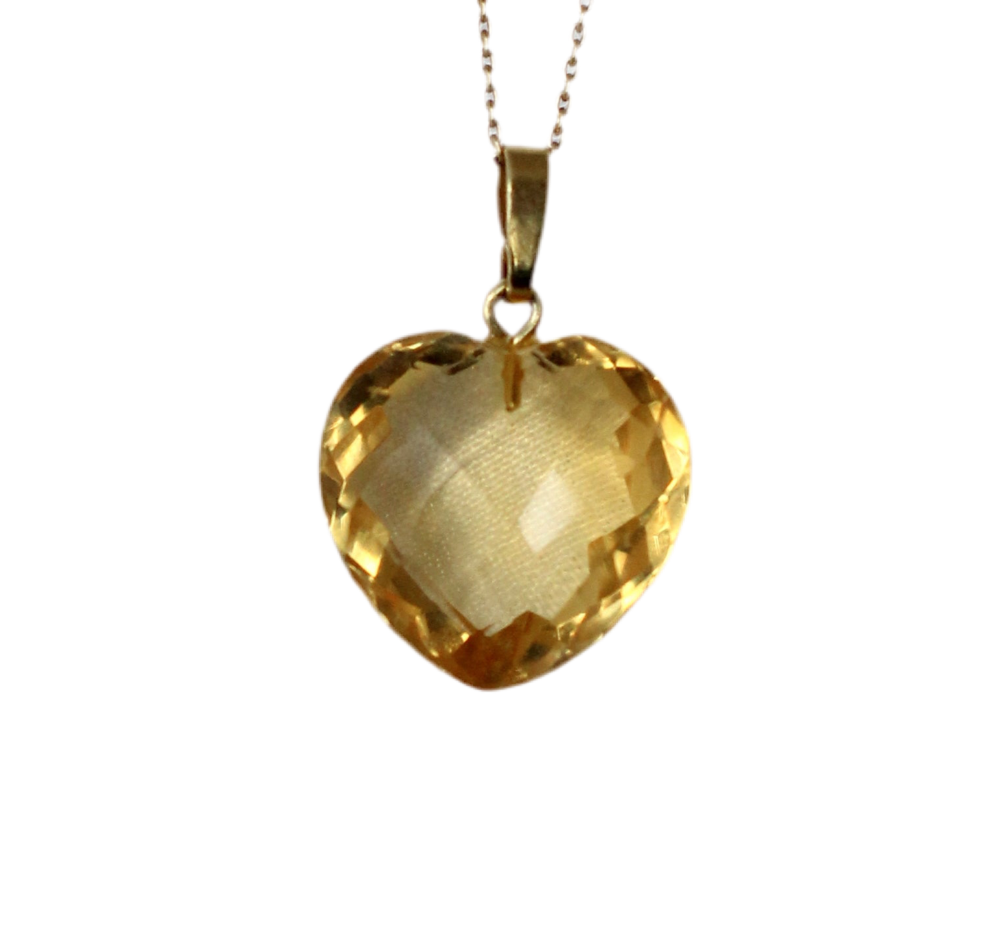 Pendentif en or 18 carats avec citrine en forme de cœur taille coussin