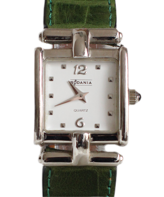 Vintage Rodania Quartz Watch with Green Crocodile-Style Strap – 1990s