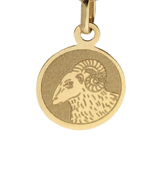 Vintage 18k Gold Aries Zodiac Mini Medallion ♈️