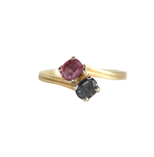 "Toi et Moi" Ring – Pink & Blue Sapphire Duo in 18k White Gold