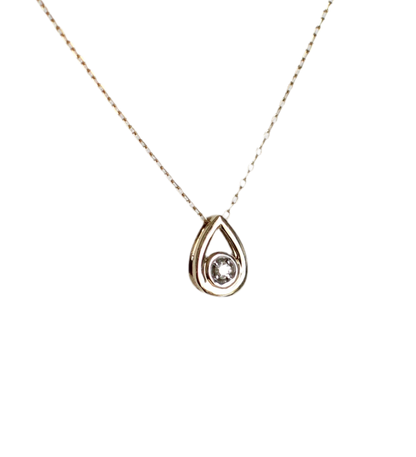 9k Yellow Gold & Diamond Teardrop Necklace