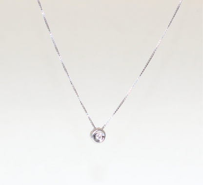 18K White Gold Solitaire Diamond Necklace – Serpent Chain