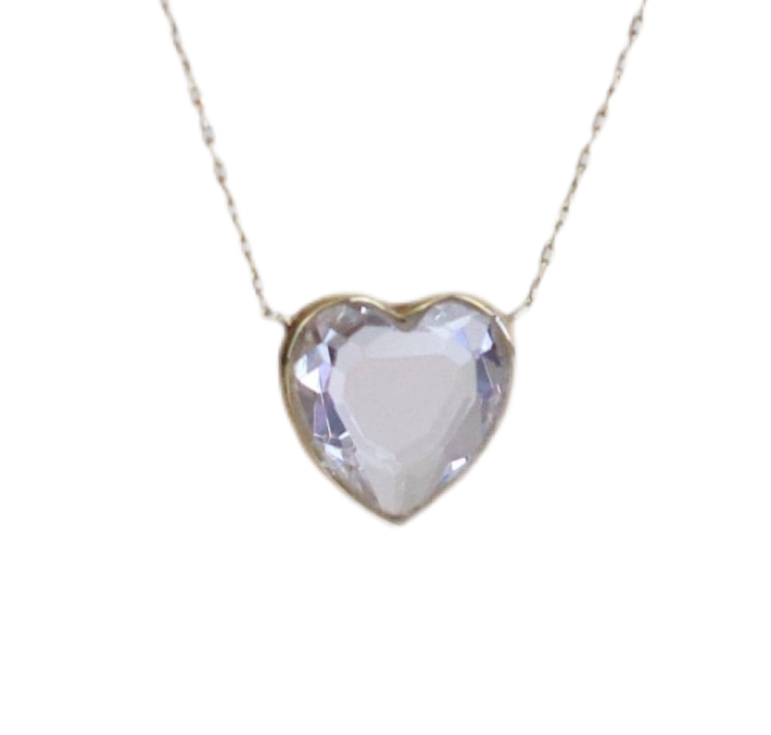 14-Carat Gold Necklace with Heart-Shaped Zirconia