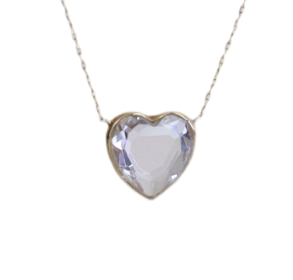 14-Carat Gold Necklace with Heart-Shaped Zirconia