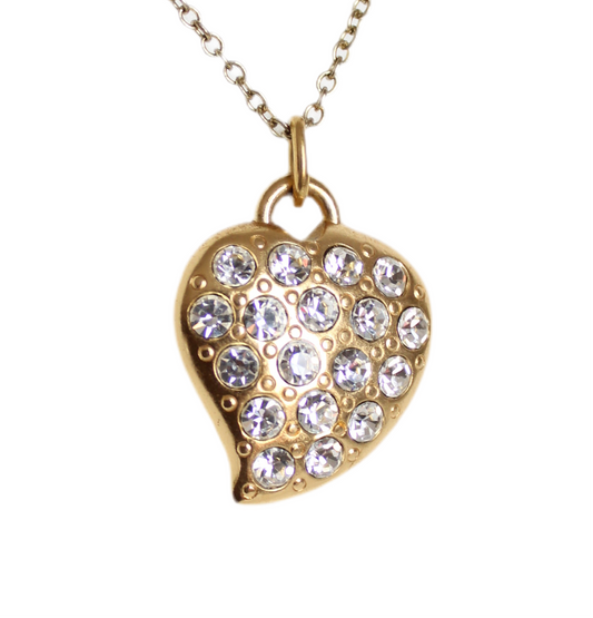 1990s Yves Saint Laurent Collector’s Heart Necklace – Iconic Design with Brilliant Rhinestones