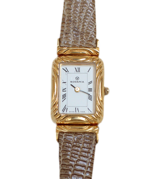Vintage Rodania Quartz Watch with Romantic Arabesque Dial – 1980s/90s