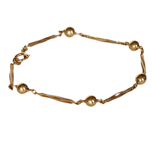 1960s Vintage 18k Gold Bracelet with Large Beads