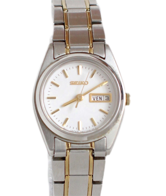 2 tones - Seiko Quartz Day-Date - Sapphire Glass