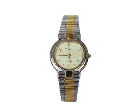 Christian Dior Vintage Bicolor Gold & Silver Quartz Watch – 1980s-90s