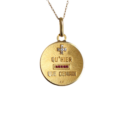 Pink Sapphires Augis 18K Gold & Diamonds "Plus Qu'Hier Moins Que Demain"
