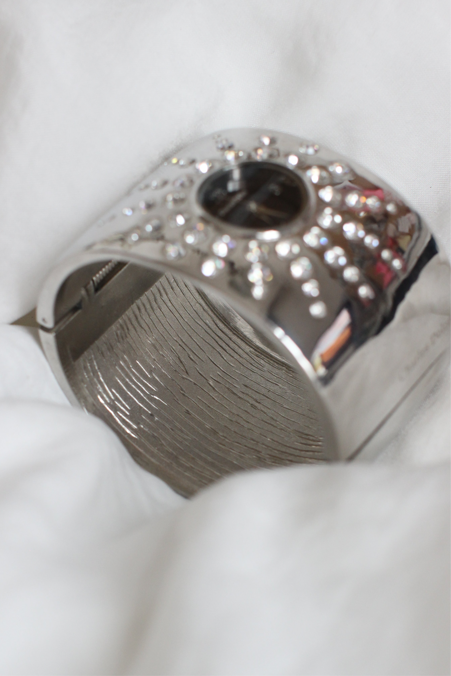 Charles Delon Statement Cuff Watch – Black Dial with Crystal Star