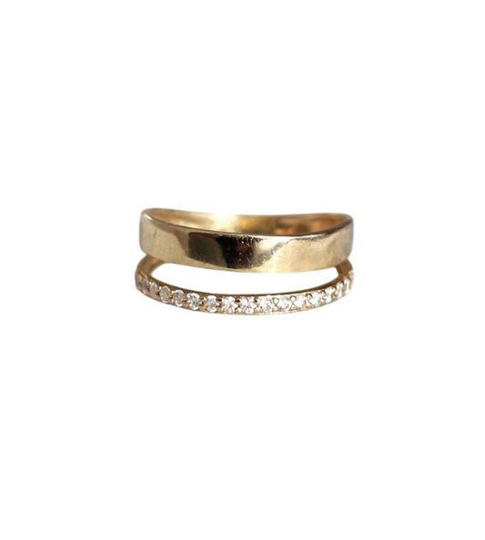 9 Carat Yellow Gold Phalanx Ring with Zirconias