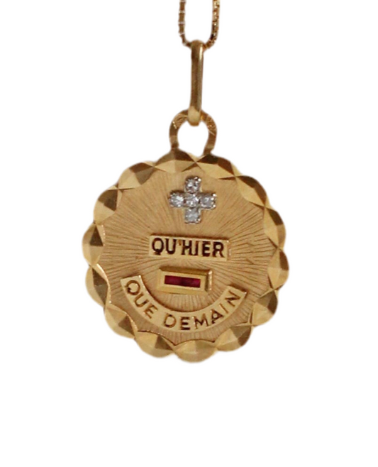 Iconic Diamonds & 18k Gold "Plus qu’hier, moins que demain" Love Medal – Signed Augis