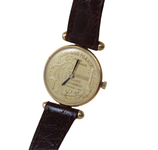Vintage 1980s Pommery Champagne Coin Watch - Gold Plated Quartz