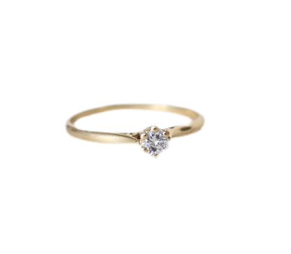 Vintage 1960s Solitaire Ring in 18k Yellow Gold – Handmade Filigree Detail – Brilliant Cut Diamond ~0.20ct