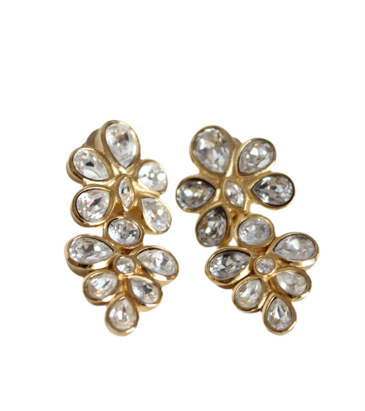 1980s Christian Dior Vintage Clip-On Earrings – Gold-Plated & Faceted Glass Stones