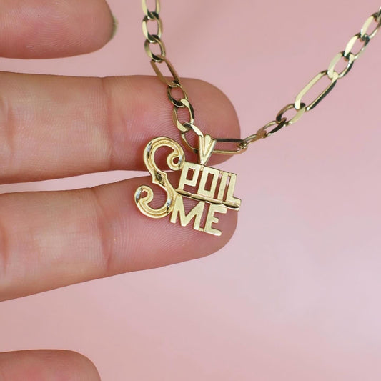 Unique Vintage "SPOIL ME" Gold Talking Charm Pendant