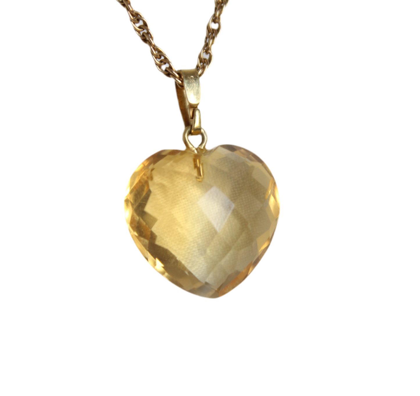 18K Gold Pendant with Cushion-Cut Heart-Shaped Citrine