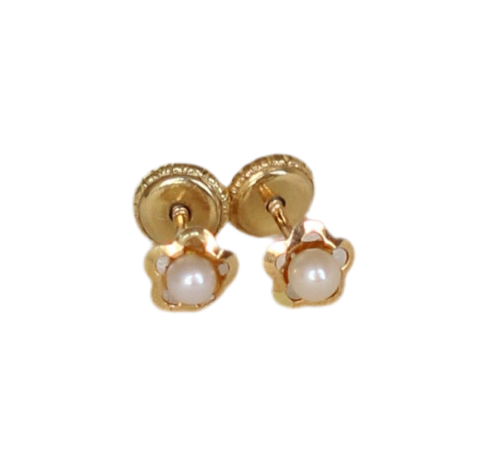 Boucles d'oreilles "Studs" en or 18 carats et perles des années 1980