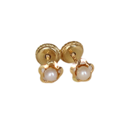 Boucles d'oreilles "Studs" en or 18 carats et perles des années 1980