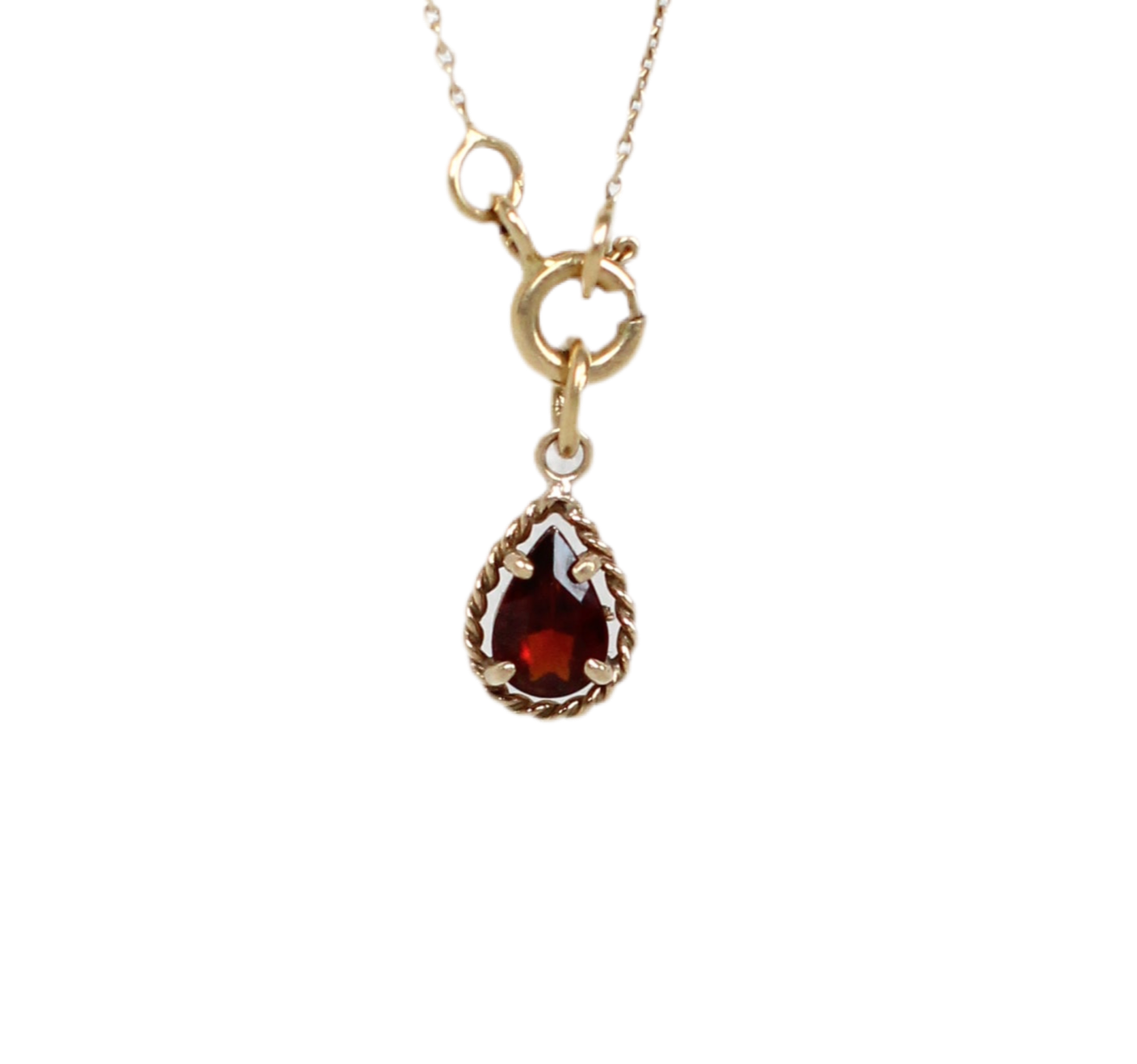 Pendentif antique en or 18 carats et grenat en forme de poire