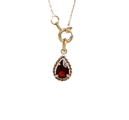 Pendentif antique en or 18 carats et grenat en forme de poire