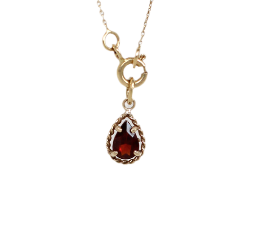 Antique 18K Gold and Garnet Pear-Shaped Pendant