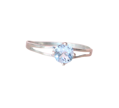 9k White Gold Cushion-Cut Baby Blue Topaz Ring