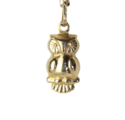 18k Gold Owl Pendant with Exquisite 90s Detailing