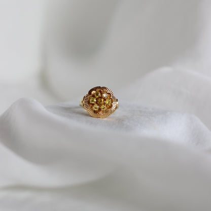 Vintage 1960s 18k Gold Citrines Flower Ring