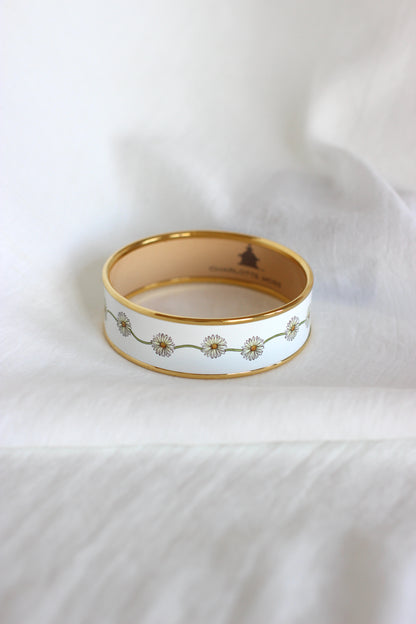 Vintage British "Halcyon Days" 18k Gold-Plated and Enamel Bangle Bracelet