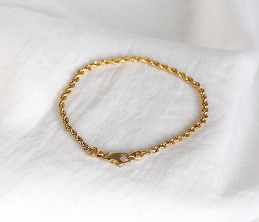 Solid 18k Gold Twisted Rope Bracelet