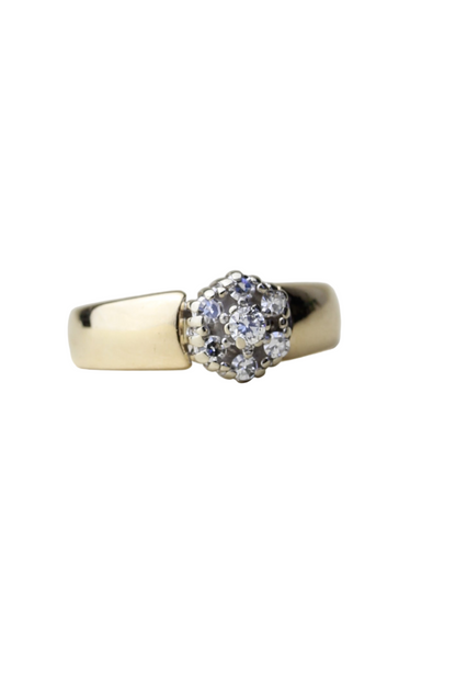 Diamond Flower Ring – Two-Tone Gold (White & Yellow)