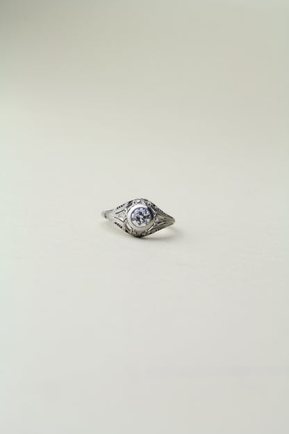 Art Deco 1930s Ring –  Platinum – ~0.70ct Central Diamond (F/VS1) + Accents