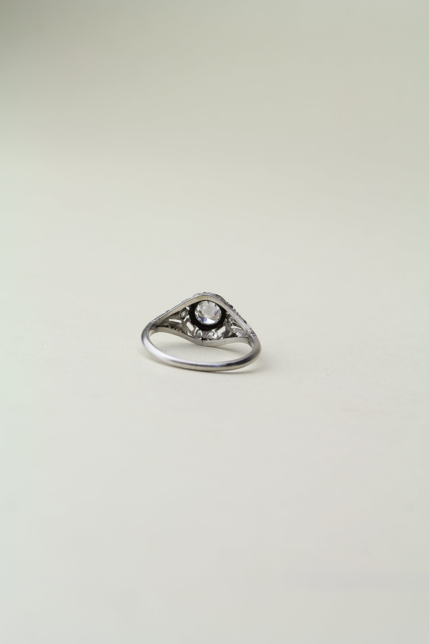 Art Deco 1930s Ring –  Platinum – ~0.70ct Central Diamond (F/VS1) + Accents