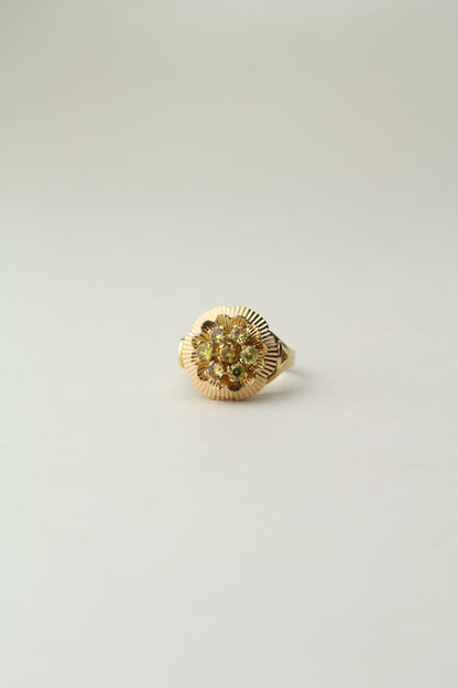 Vintage 1960s 18k Gold Citrines Flower Ring