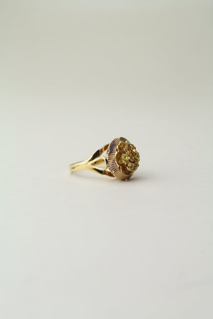 Vintage 1960s 18k Gold Citrines Flower Ring