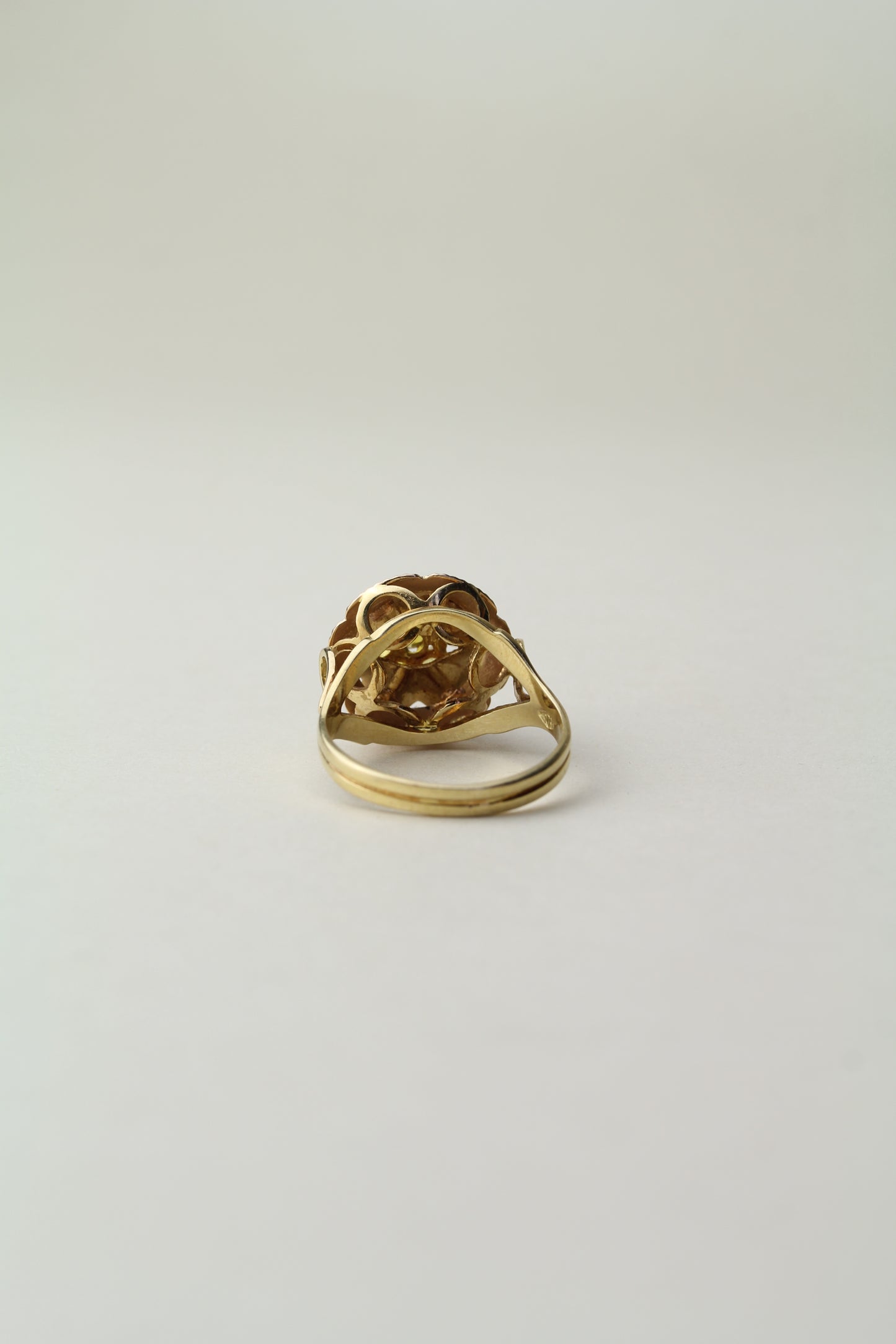 Vintage 1960s 18k Gold Citrines Flower Ring