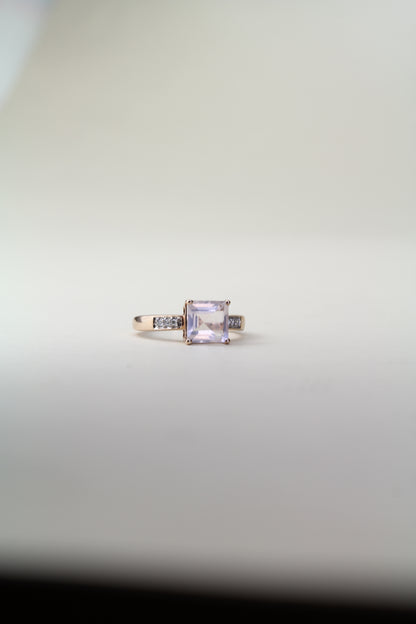 Vendôme Paris – 9K Rose Gold Cocktail Ring with Pink-Lilac Quartz & Diamonds