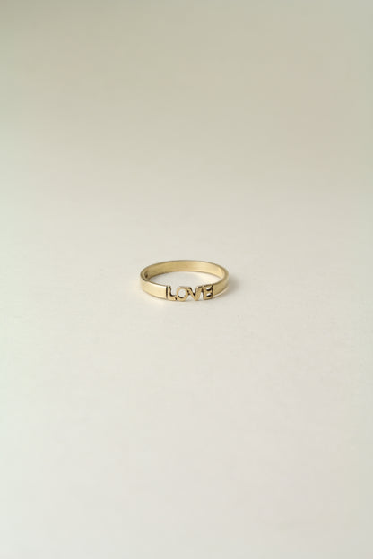 Charming 1950s English Gold "LOVE" Ring