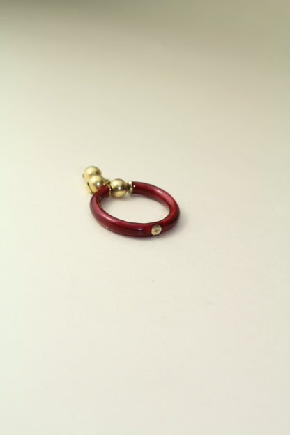 Extraordinary 18K gold charm ring with hand-crafted enamel and sparkling details