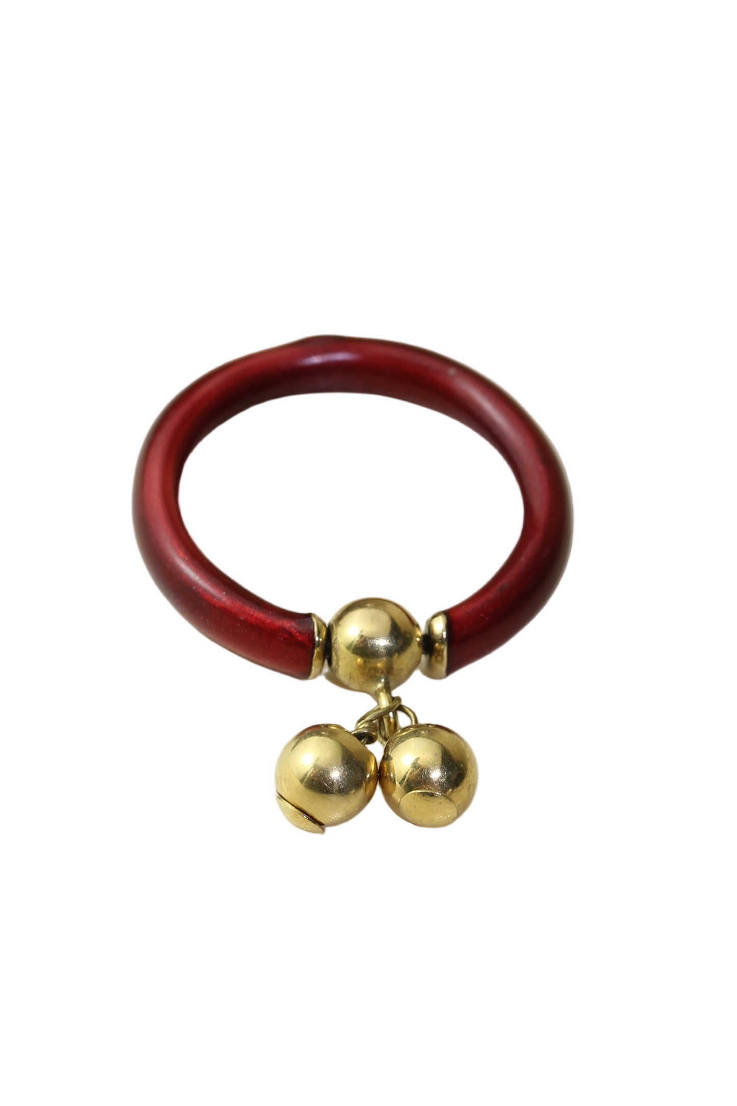 Extraordinary 18K gold charm ring with hand-crafted enamel and sparkling details