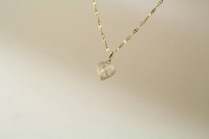 9k Yellow Gold Pendant – Letter "K" in a Heart – Reflective Finish