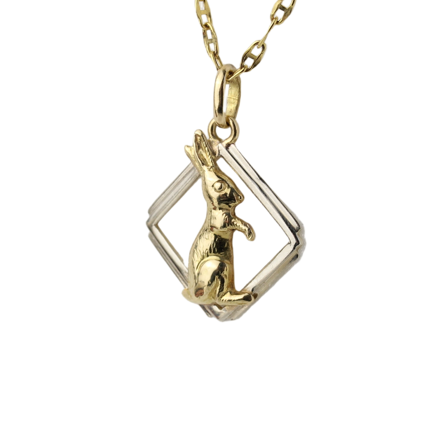 18K Yellow Gold Lucky Rabbit Pendant – Art Deco Era, England – Circa 1920s