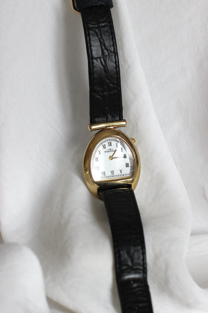 Aubergé Cloche-Shaped Watch with Crocodile-Effect Leather Strap